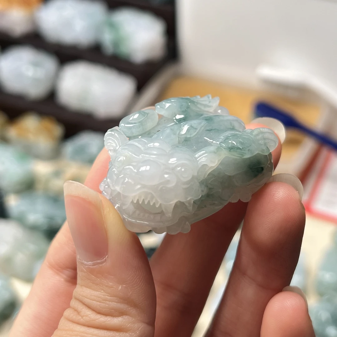 直播 天然A货翡翠飘花貔貅吊坠男女款 玉貔貅项链皮球貔恘玉坠