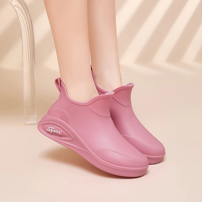 夏季雨鞋女式短筒雨靴外穿防水甜美纯色胶鞋厨房防滑洗车工作耐磨