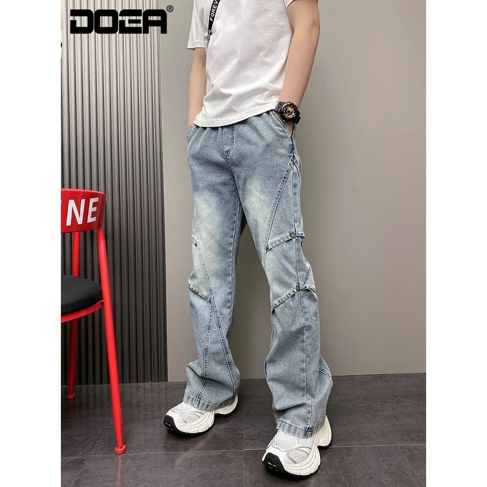 2025原创爆款春季潮牌百搭水洗宽松哈伦直筒蓝色休闲牛仔裤子男生