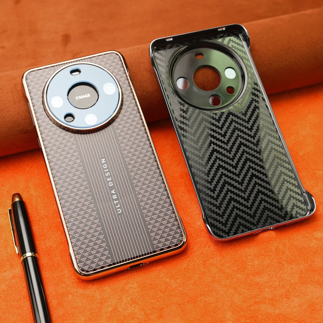 适用于华为Mate60/Pro手机壳无边框保时捷源纹超薄裸机防摔新款