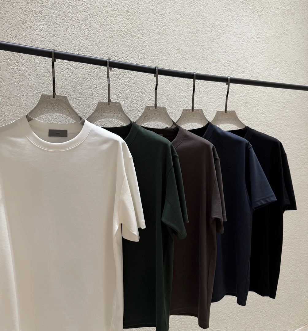 面料定制！挺括冰凉莱赛尔斜纹质感宽松阔版落肩圆领短袖T恤夏