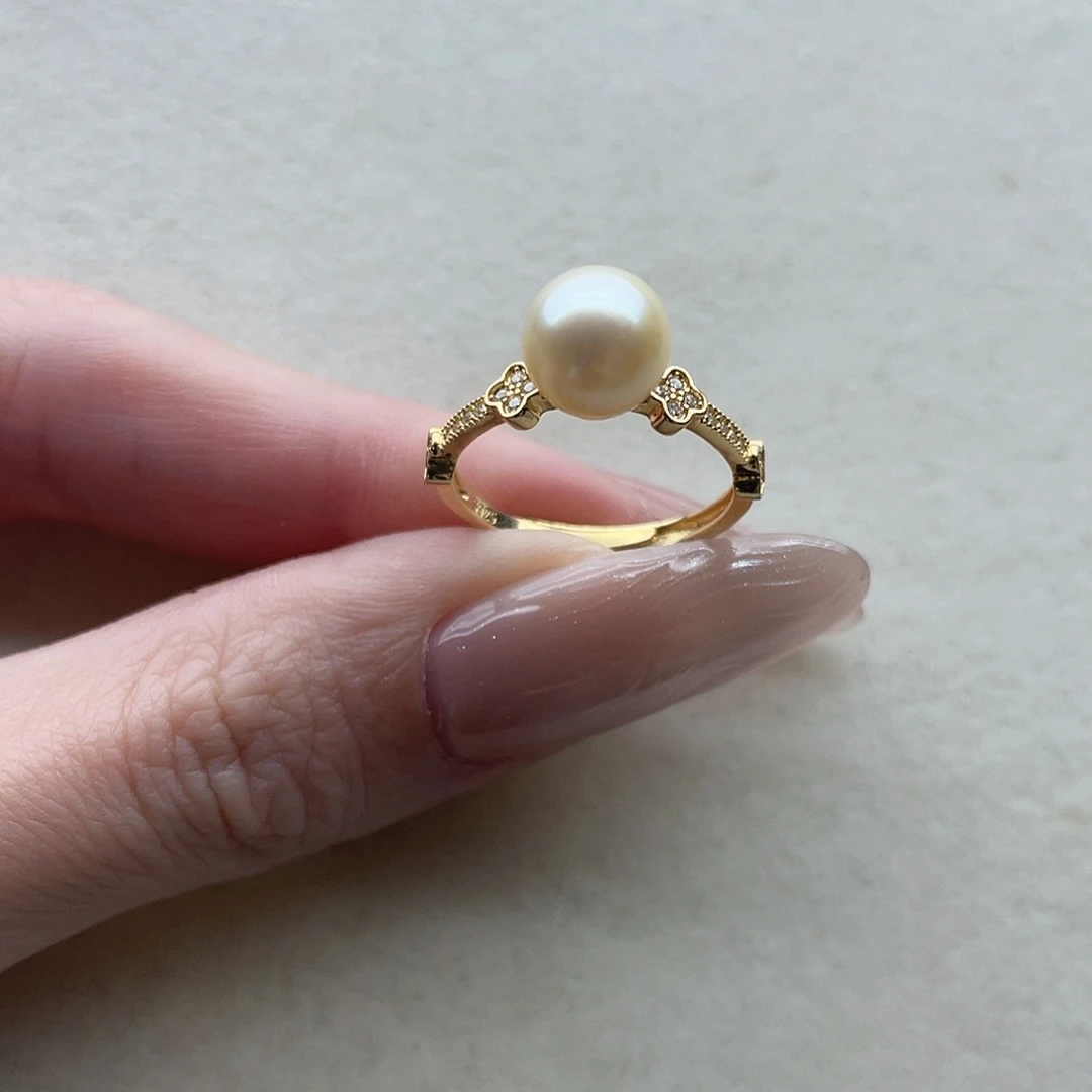 银S925镶嵌戒指92海水珍珠