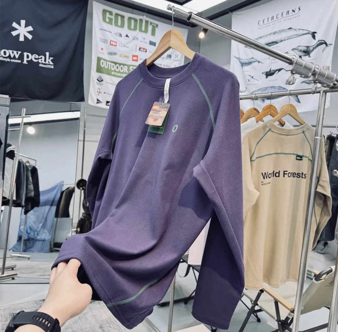 秋冬保暖双面德绒抓绒衣男女山系户外运动休闲长袖T恤内搭打底衫