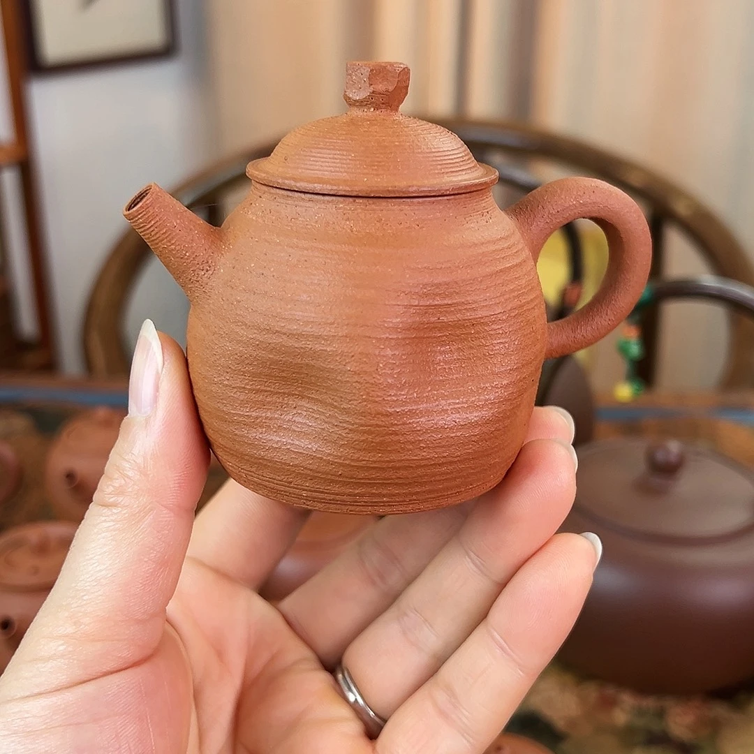 紫砂茶壶精品原矿 顽石鱼籽朱泥 全手工艺 130cc