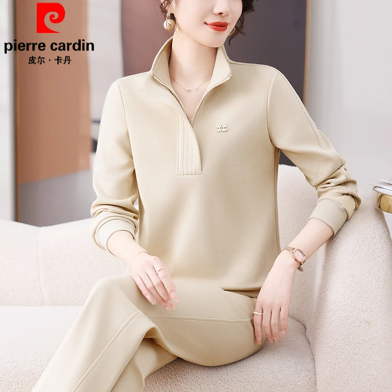 皮尔卡丹休闲运动服套装女春秋慵懒风早春开衫卫衣流行跑步两件套