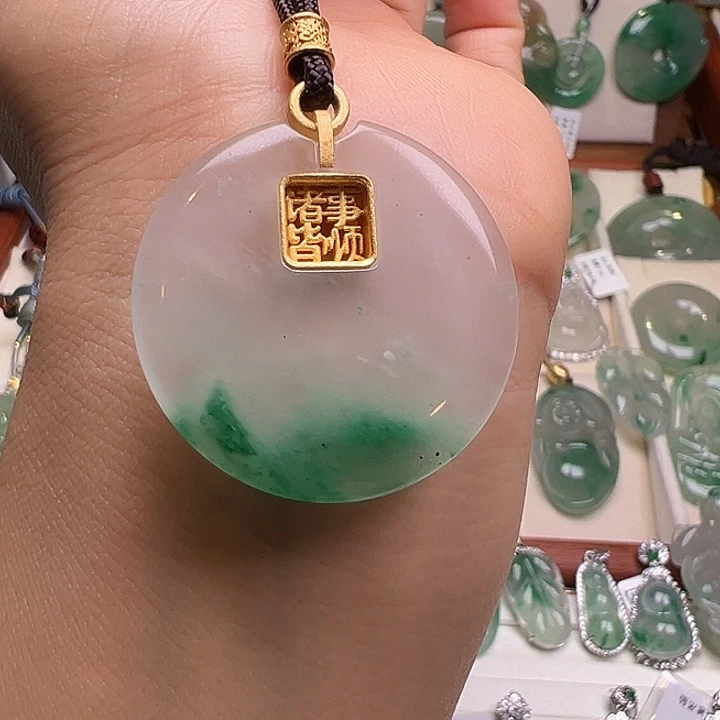 石英质玉银S925镀金镶嵌吊坠(不含链)