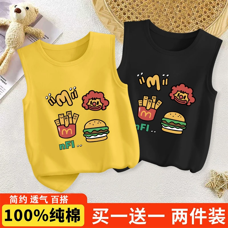 儿童夏季上衣纯棉背心吊带宝宝无袖t男童女童夏天薄款夏装打底