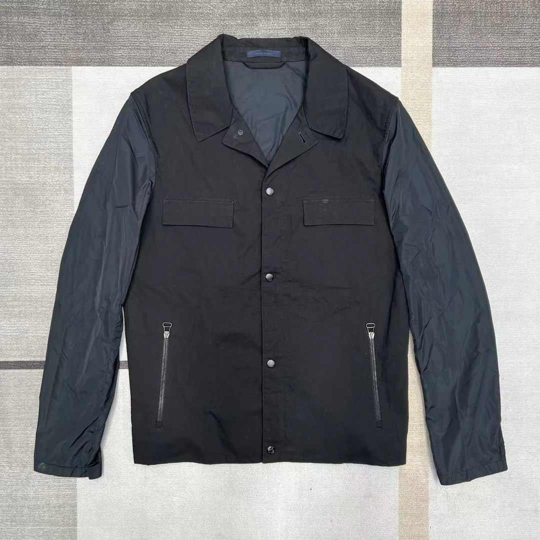 全新未使用 LANVIN 男春季翻领夹克双口袋翻领