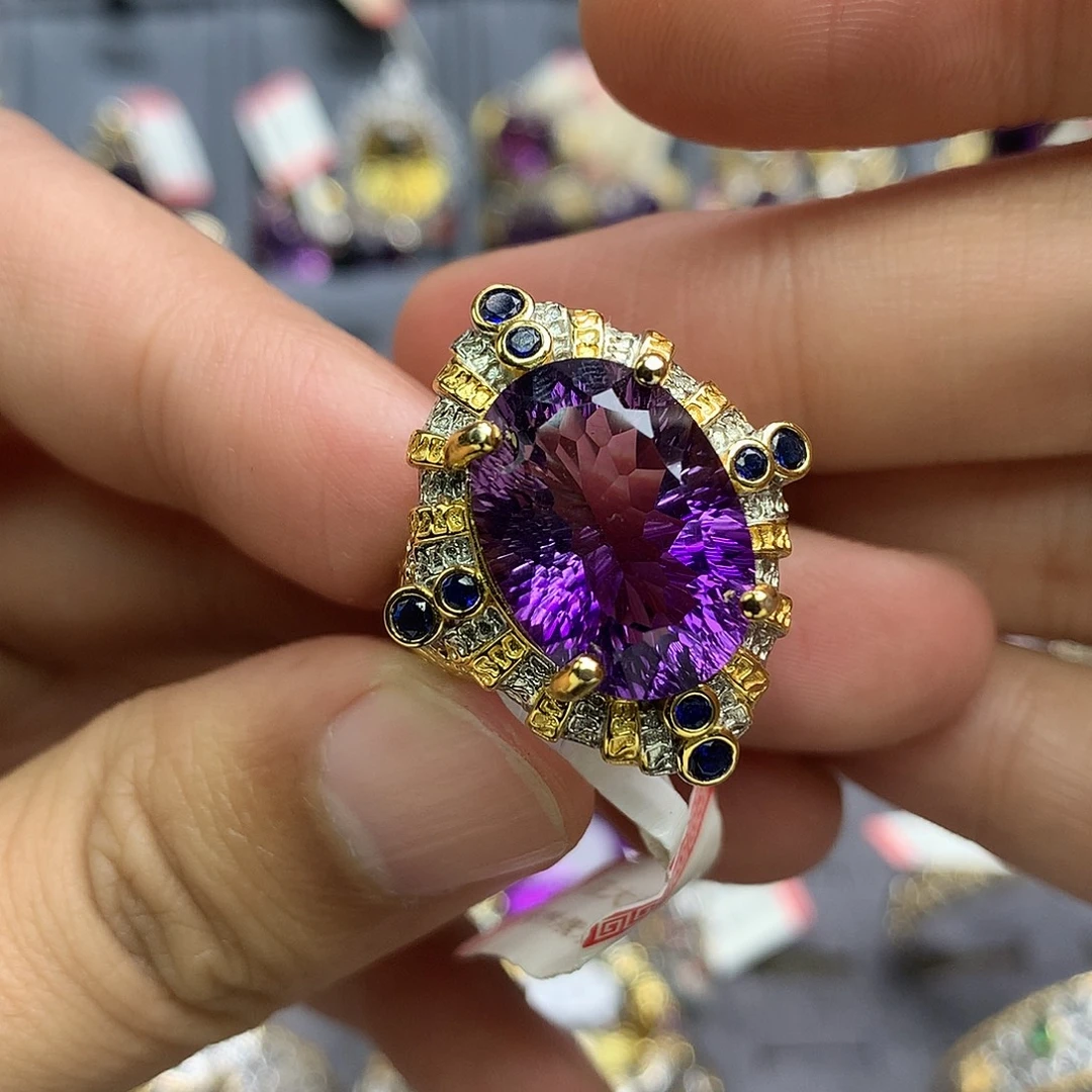 戒指水晶银S925镀金镶嵌锦鲤款