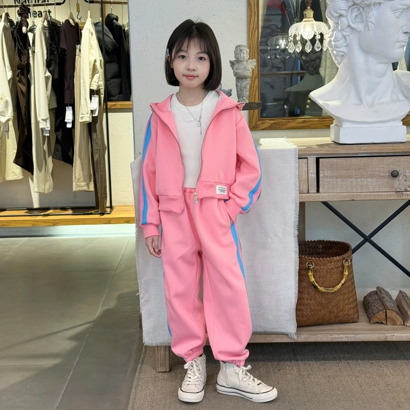女童套装2025新款洋气时髦春装女大童运动宽松儿童卫衣女孩两件套