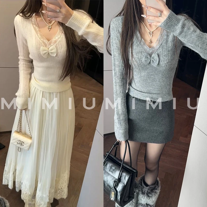 【mimius】P 羊毛混纺针织蝴蝶结打底毛衣 WG11140