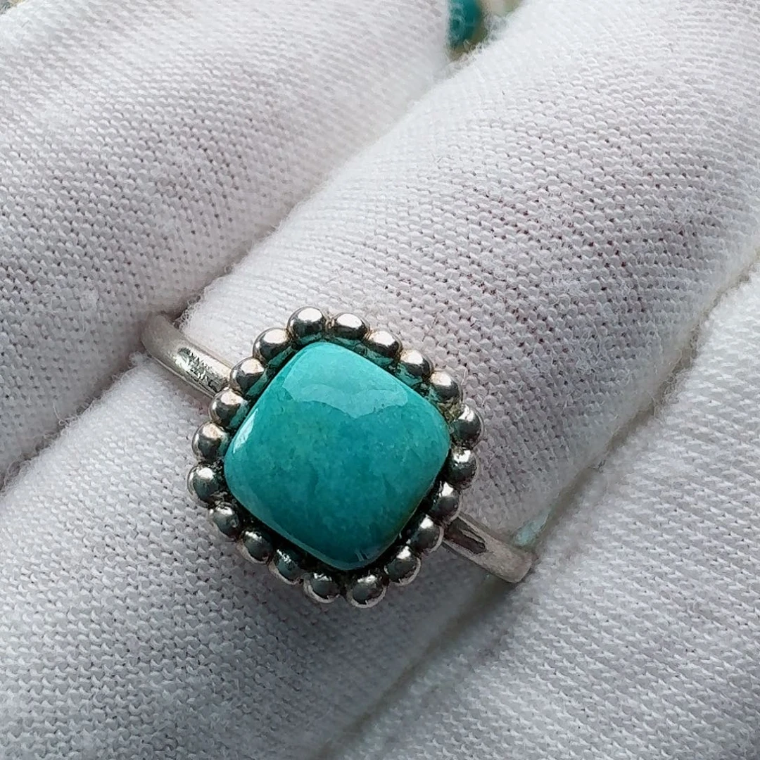 绿松石银S925镶嵌戒指