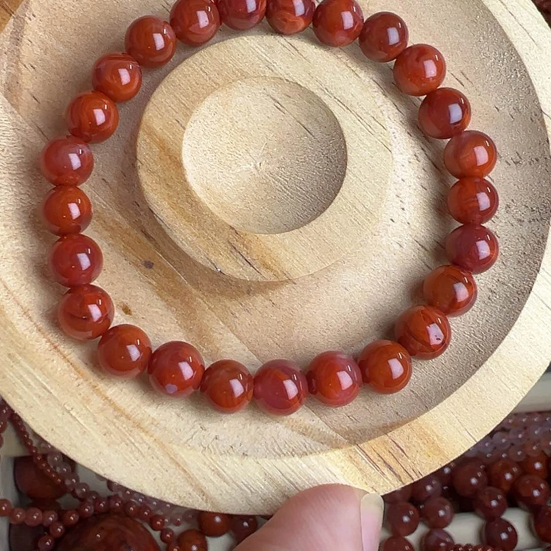 未镶嵌手串卡7玫红火焰南红玛瑙