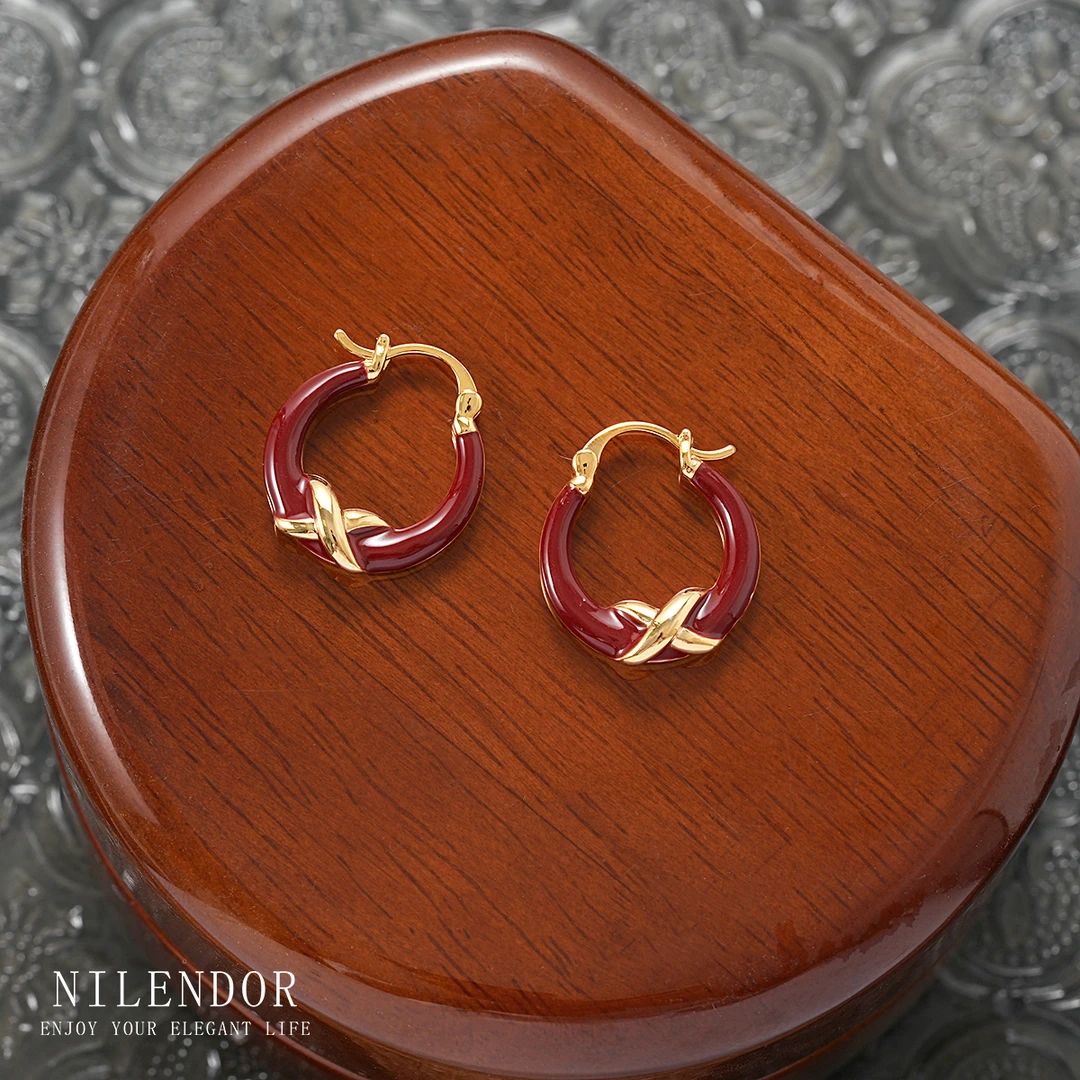 铜合金耳饰 ES-281法式复古小众气质百搭交叉耳环