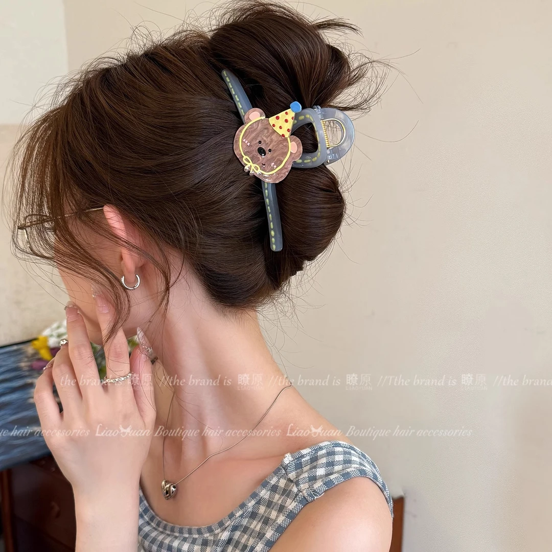 大号发量大鲨鱼夹可爱绘~韩系2025新款盘发抓夹高级感发夹后脑勺
