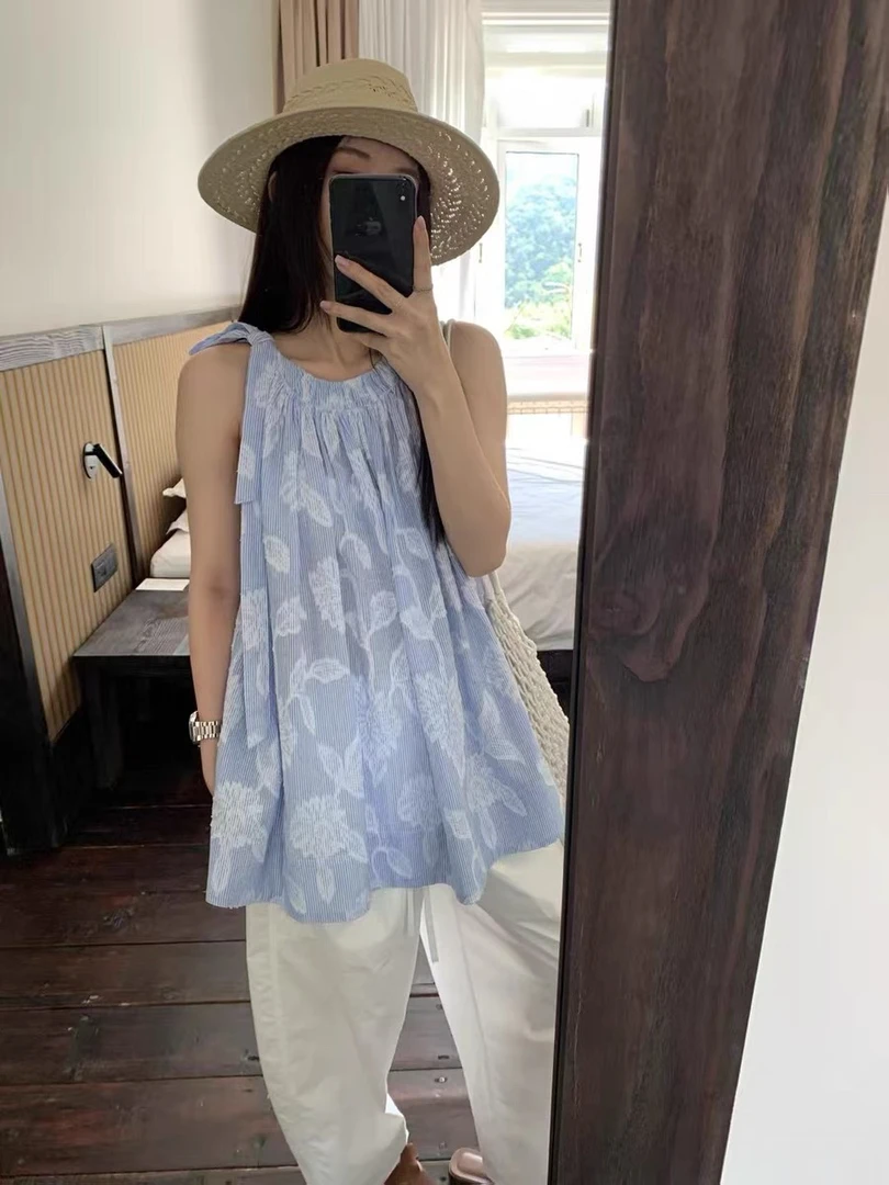 灰灰呀！9082 轻松律动！无袖背心蝴蝶结衬衫+短裤两件套套装