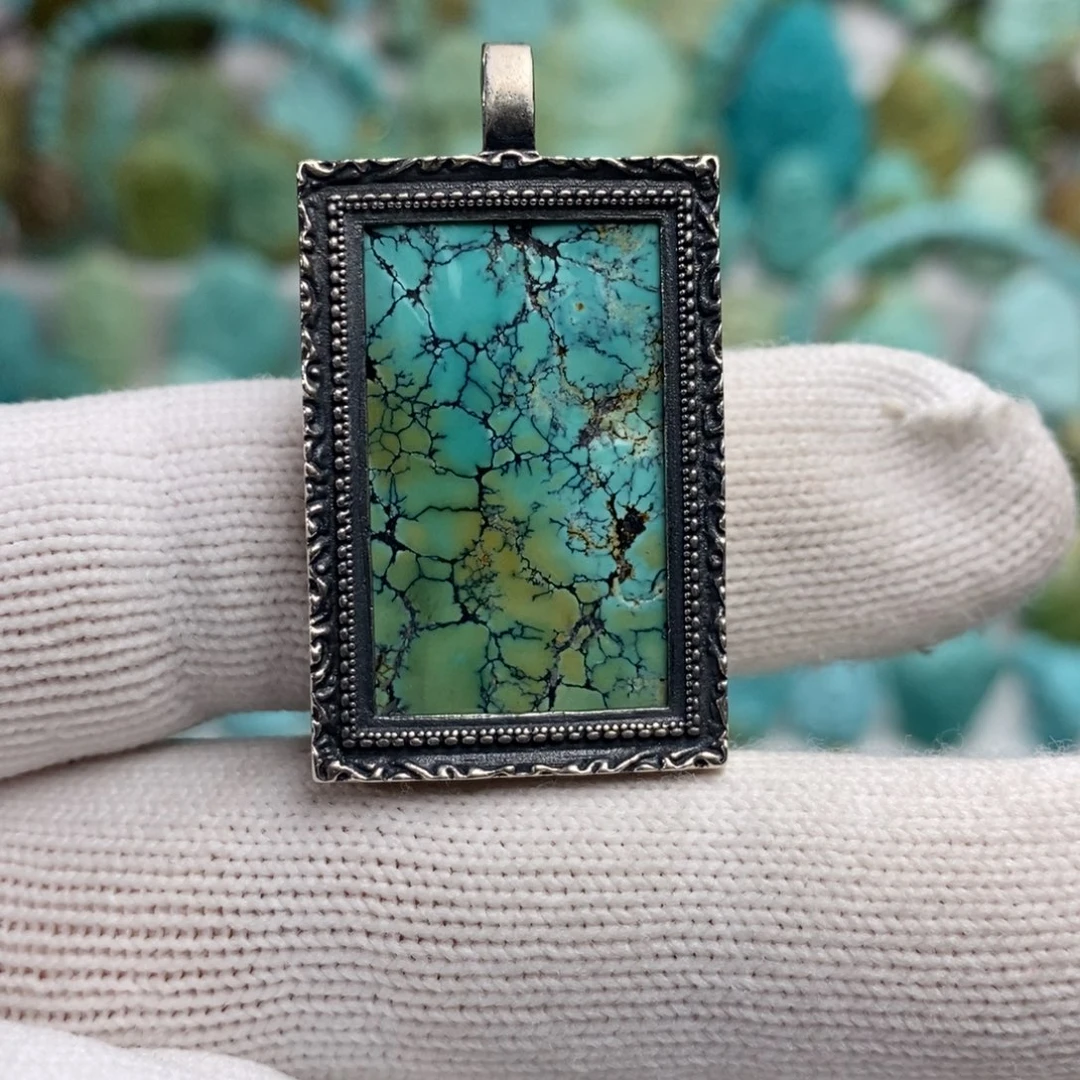 绿松石银S925镶嵌绿松石