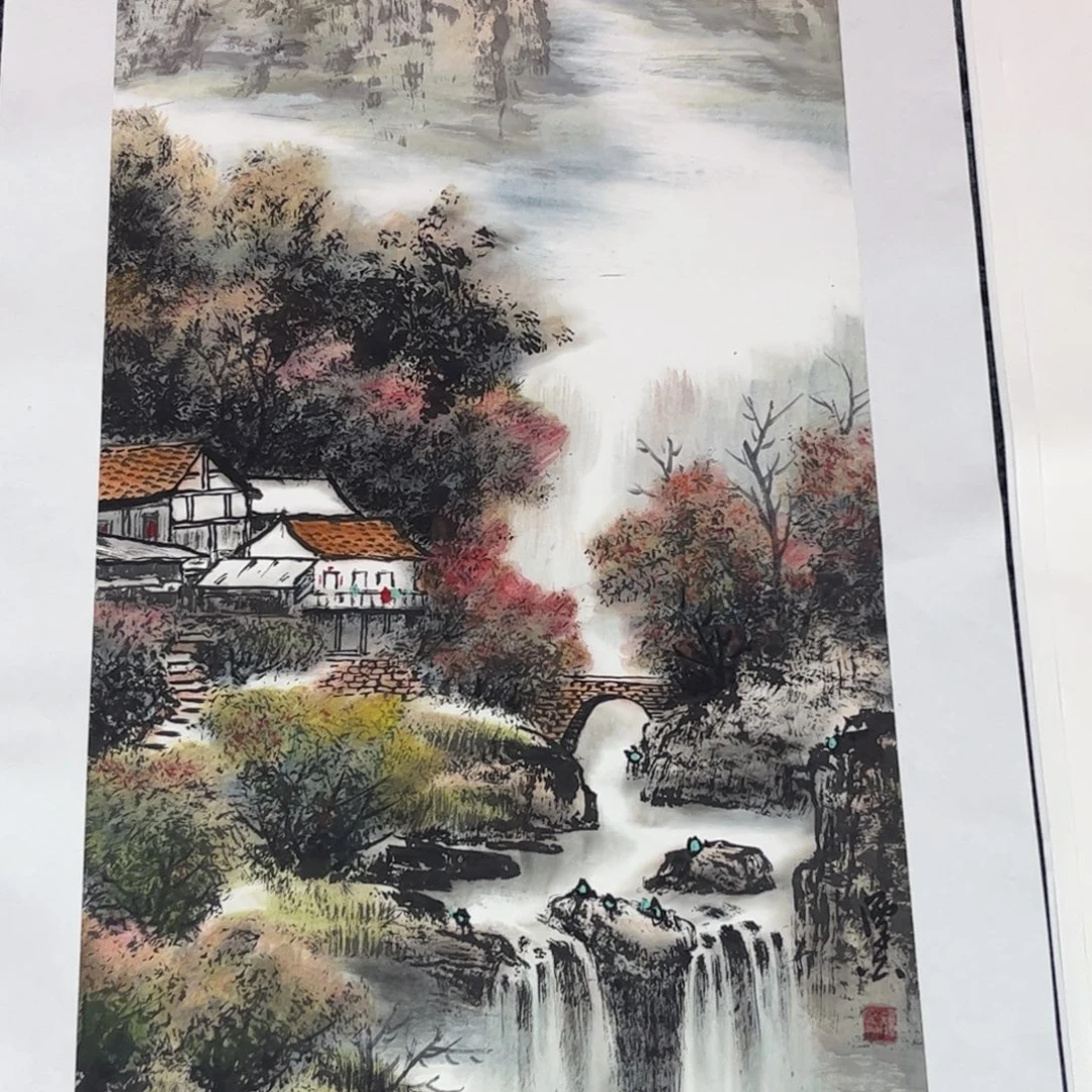 吹***梁国画谭白老师三尺山水琪