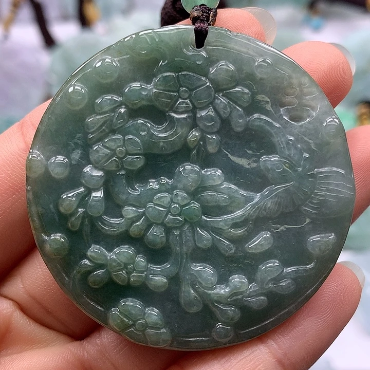 翡翠未镶嵌颈饰鸟语花香喜上眉梢福利