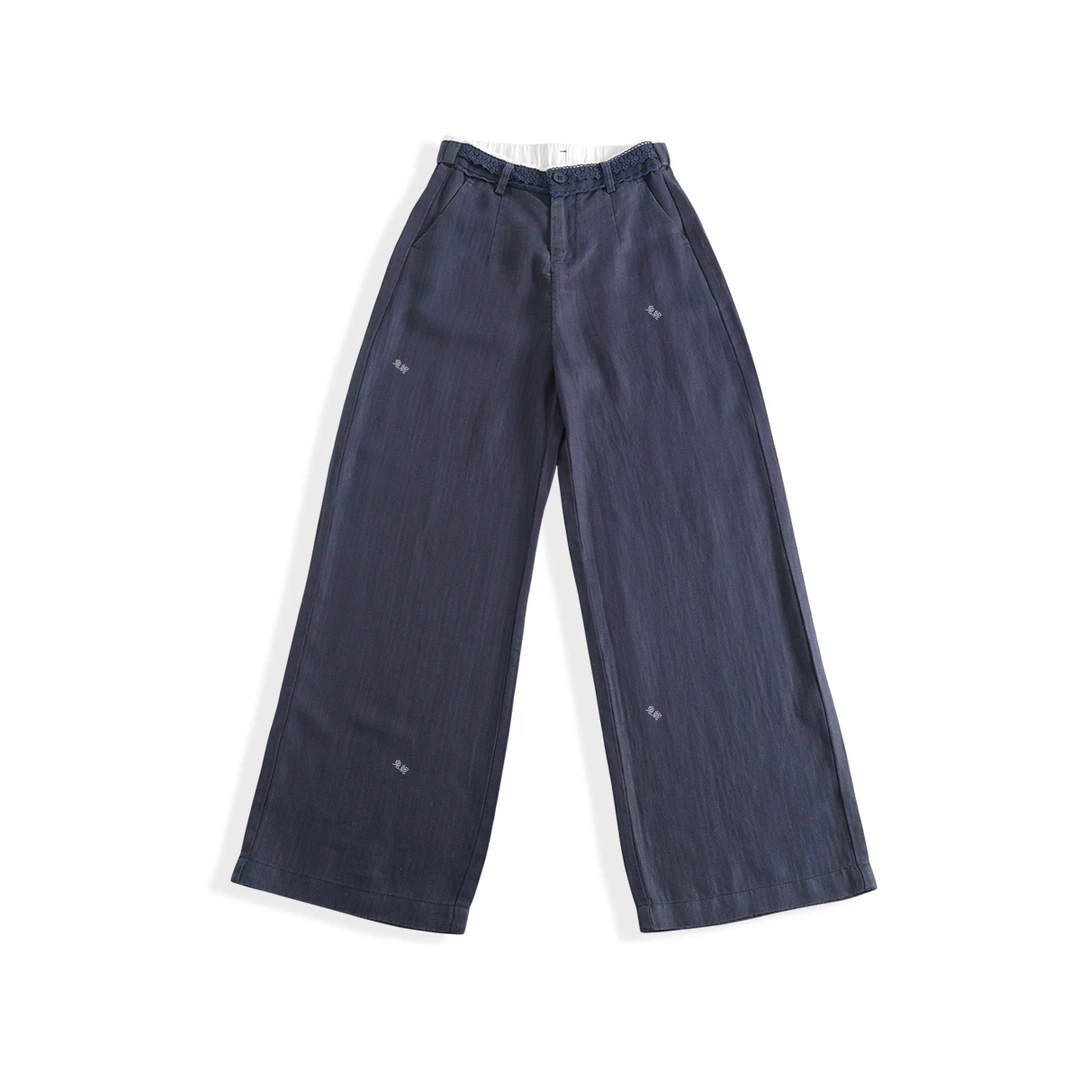 天丝亚麻阔腿裤女2025年春夏新款高腰宽松垂坠感原麻色直筒裤2033