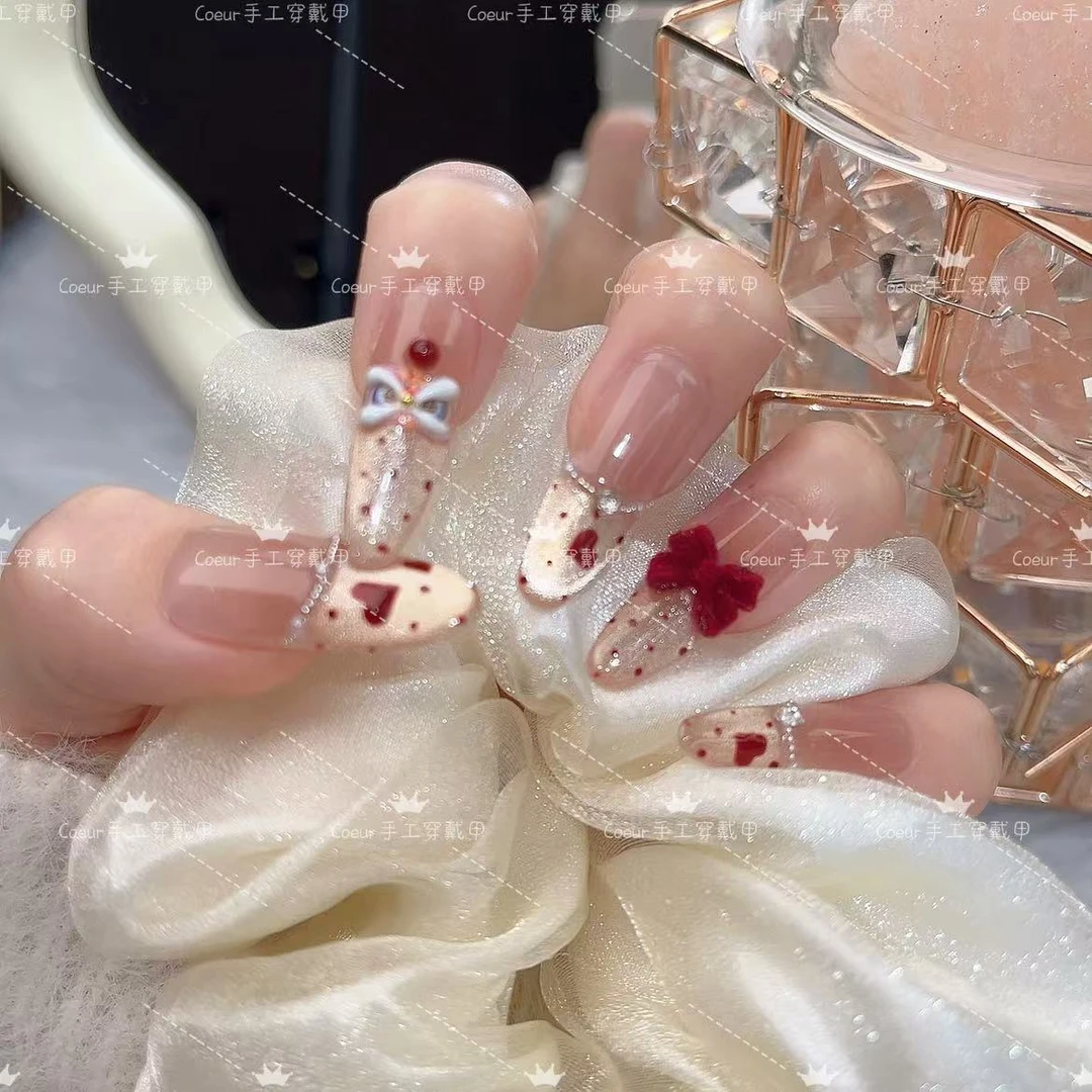 【心悦醒狮】冬季醒狮纯手工穿戴甲光疗甲冰透渐变四季流行 10片装