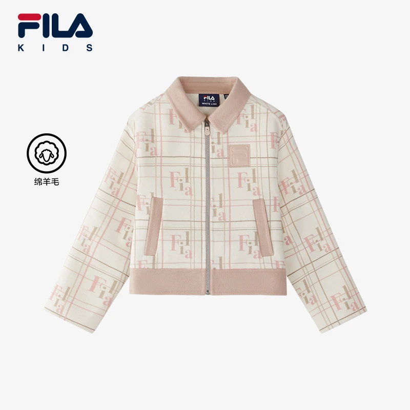 【斐乐儿童】2025春新款女中大童潮流外套绵羊毛亲肤上衣K12G512709