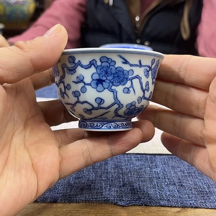 杯子瓷青花梅花杯子