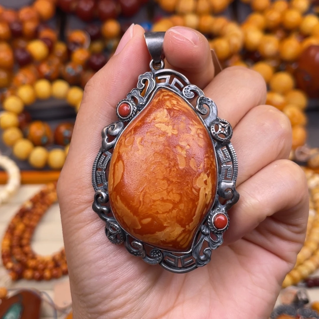 蜜蜡银S925镶嵌裸石蜜蜡X