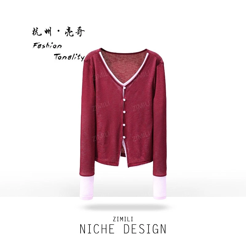 【亮哥欧货女装】冬季热感螺纹《扶摇》安红高弹显瘦打底上衣26101-B5