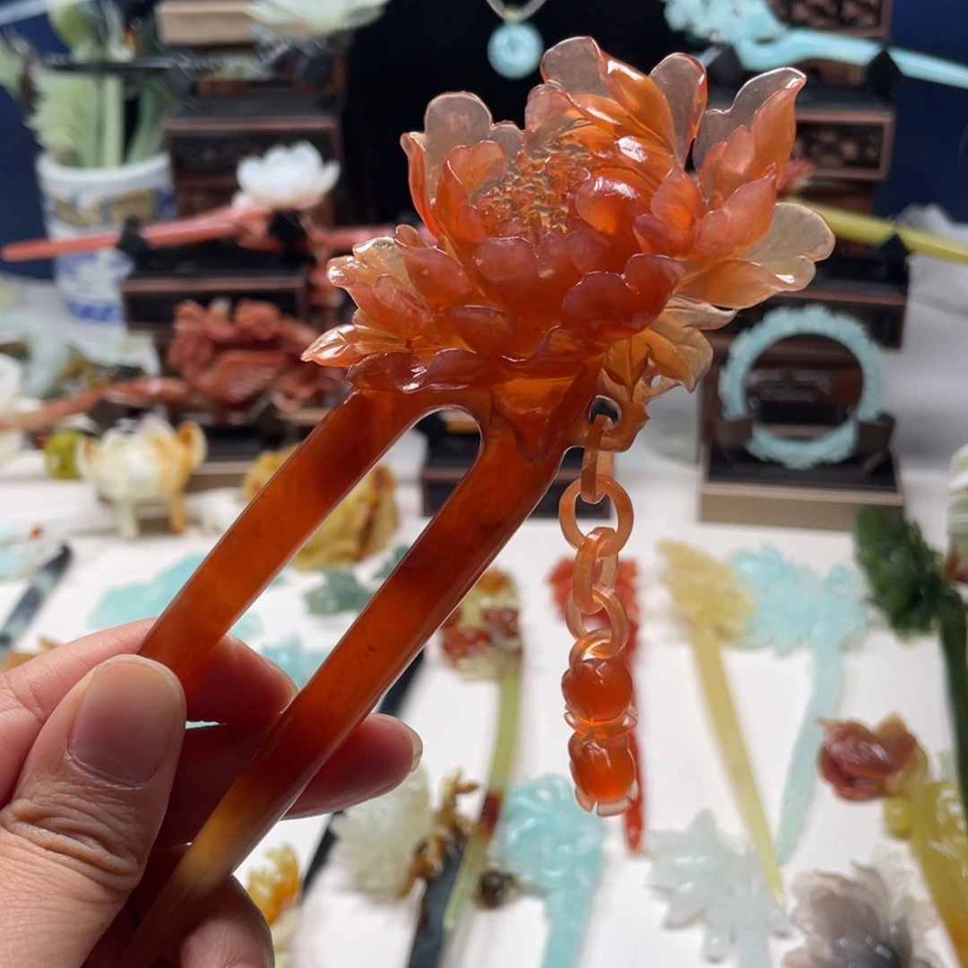 【闪购商品】蛇纹石玉发饰未镶嵌天***故