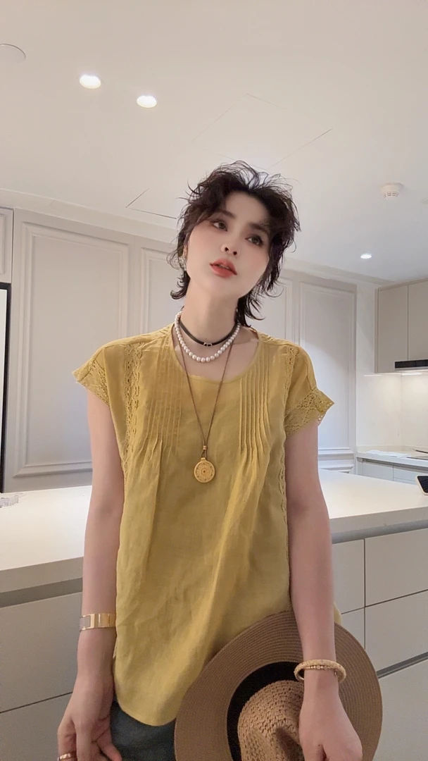 FANYE 2025夏季新款设计感百搭蕾丝小飞袖背心25908