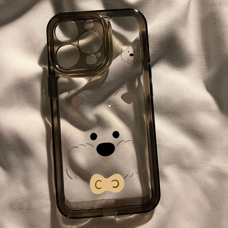 可爱小狗适用iPhone16promax苹果15手机壳14透明13太空壳12/11