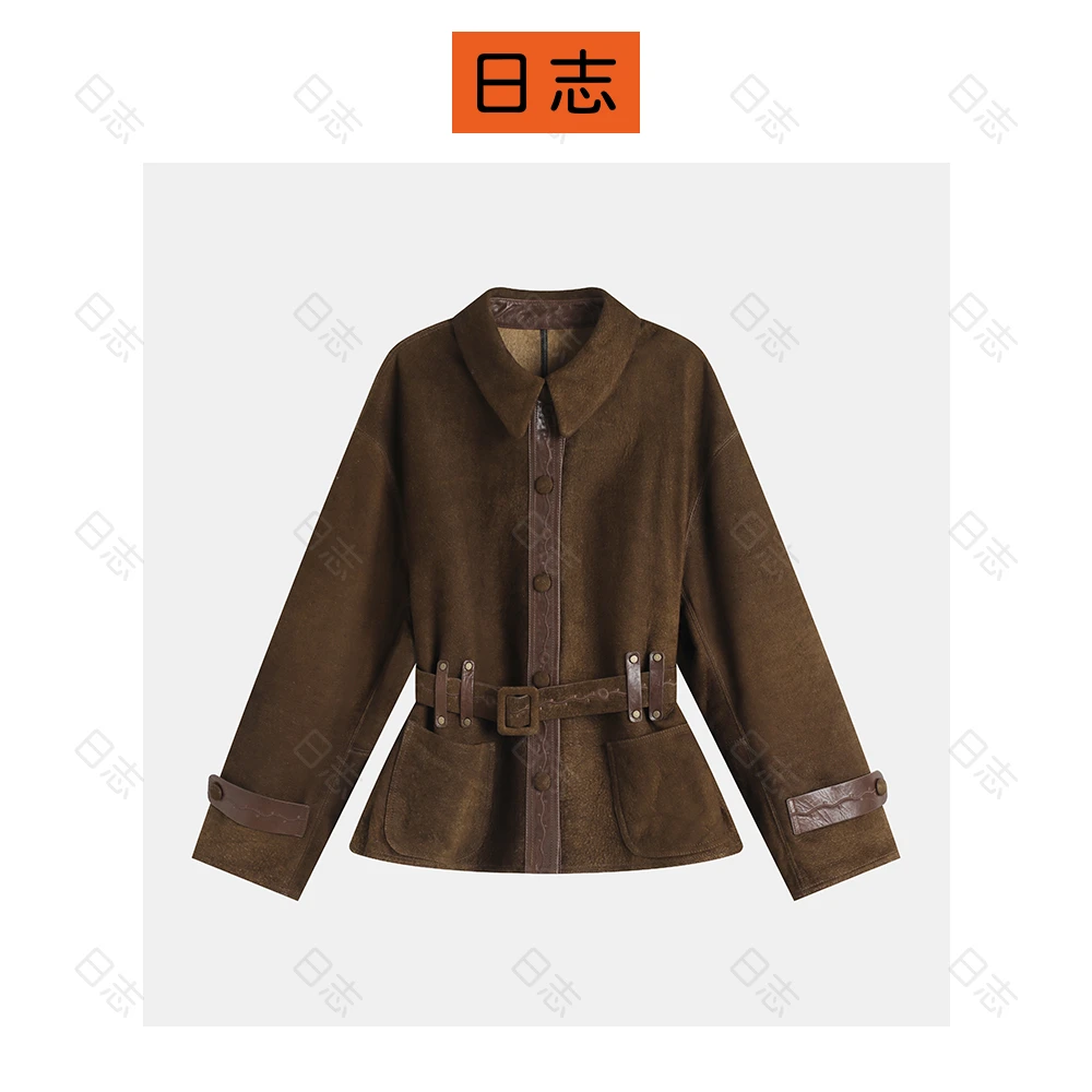 西班牙定制长绒双面绵羊皮外套羊反绒复古修身型皮衣DD53G232