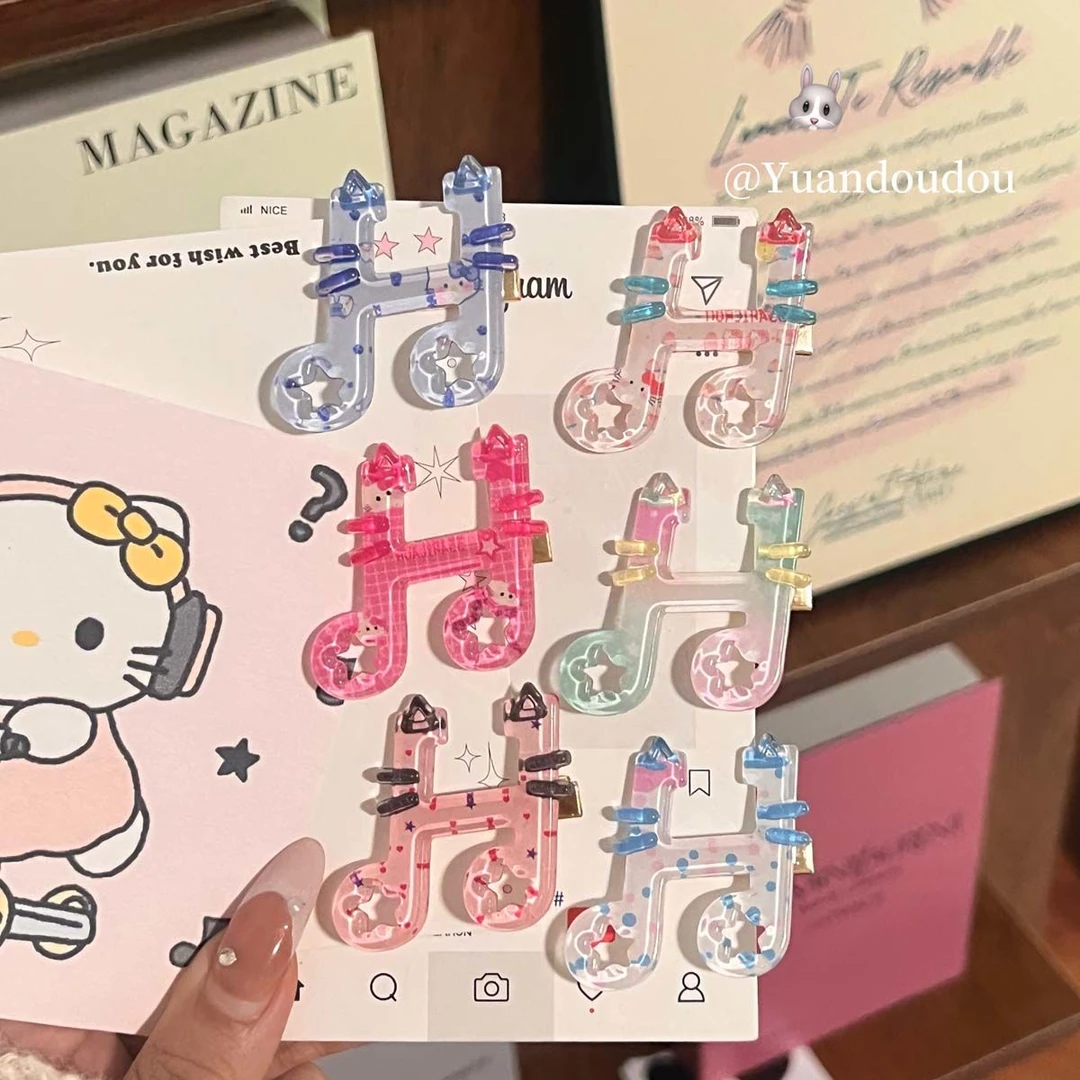 可爱卡通kt系音符发夹ins少女心甜妹刘海夹侧边发卡头饰女儿童