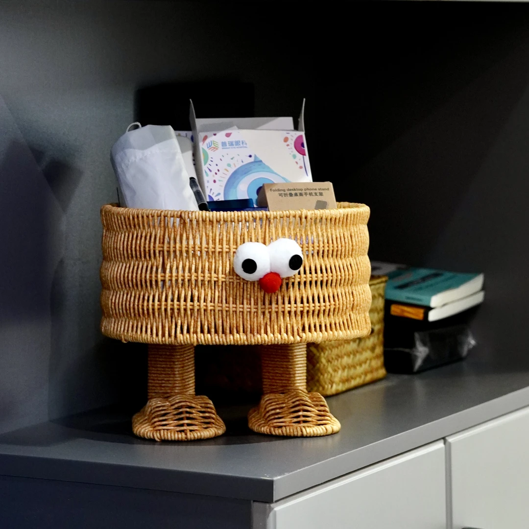 H2创意可爱卡通小黄人收纳篮水果零食杂物桌面收纳客厅家用25*20