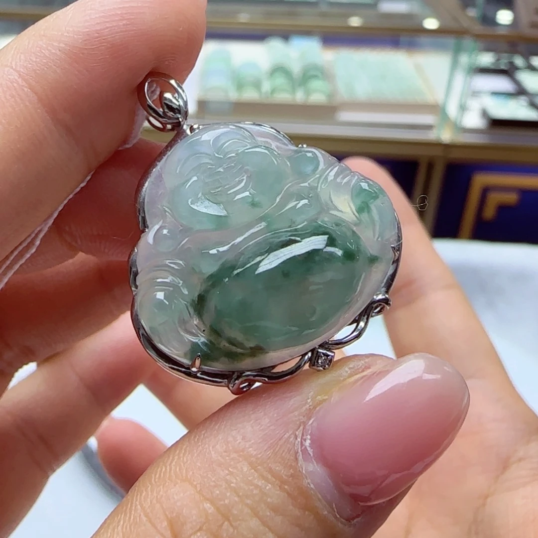 颈饰18K金镶嵌翡翠b284