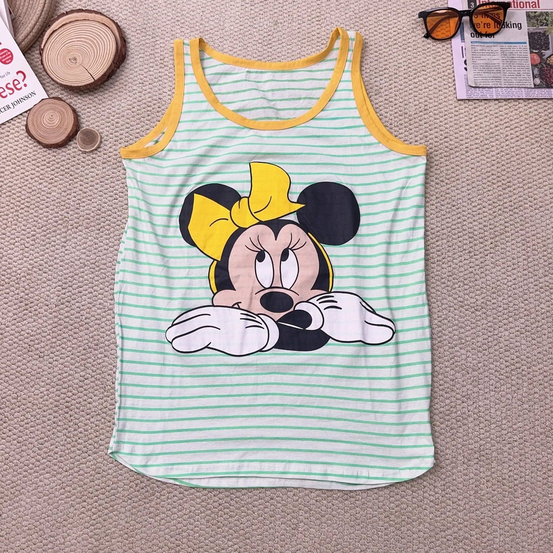 2025夏季新款韩版百搭条纹卡通印花吊带背心3135