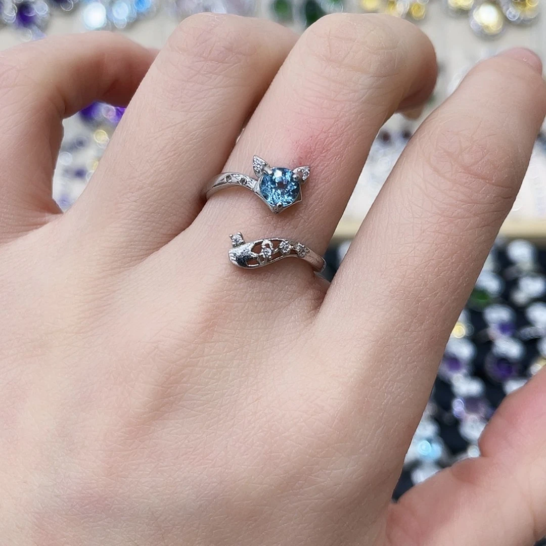 银S925镶嵌戒指托帕石戒指