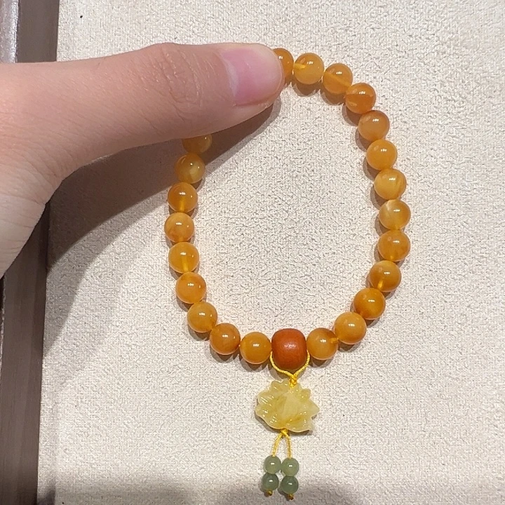 蜜蜡未镶嵌手链7.4mm蜜蜡手串