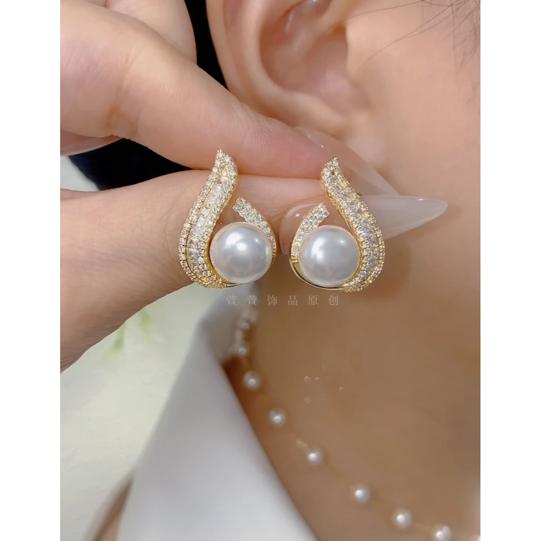 铜合金无非金属耳饰 精致气质通勤百搭轻奢高级感耳环时尚0491