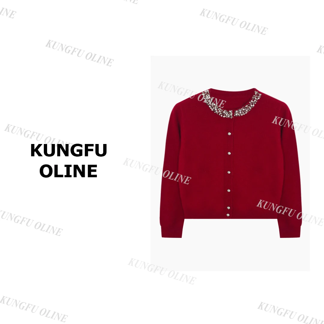 【亮钻开衫】KS7924复古提花秋冬高级百搭设计师长袖针织衫新