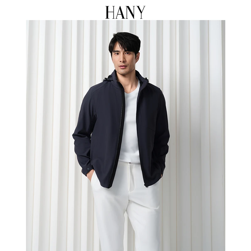 HANY【可拆卸帽立领夹克】2025新款男士藏青长袖夹克休闲外套秋季