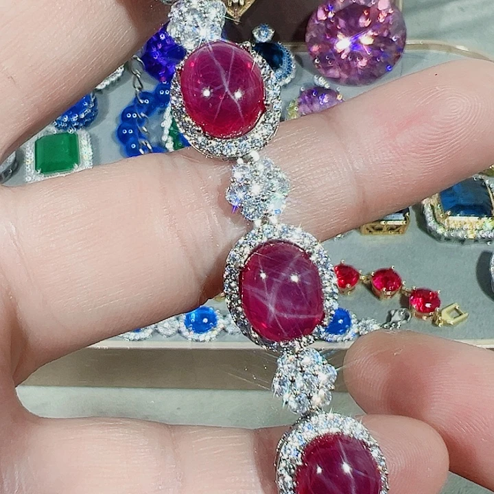 非金属红色蓝色满镶嵌吊坠