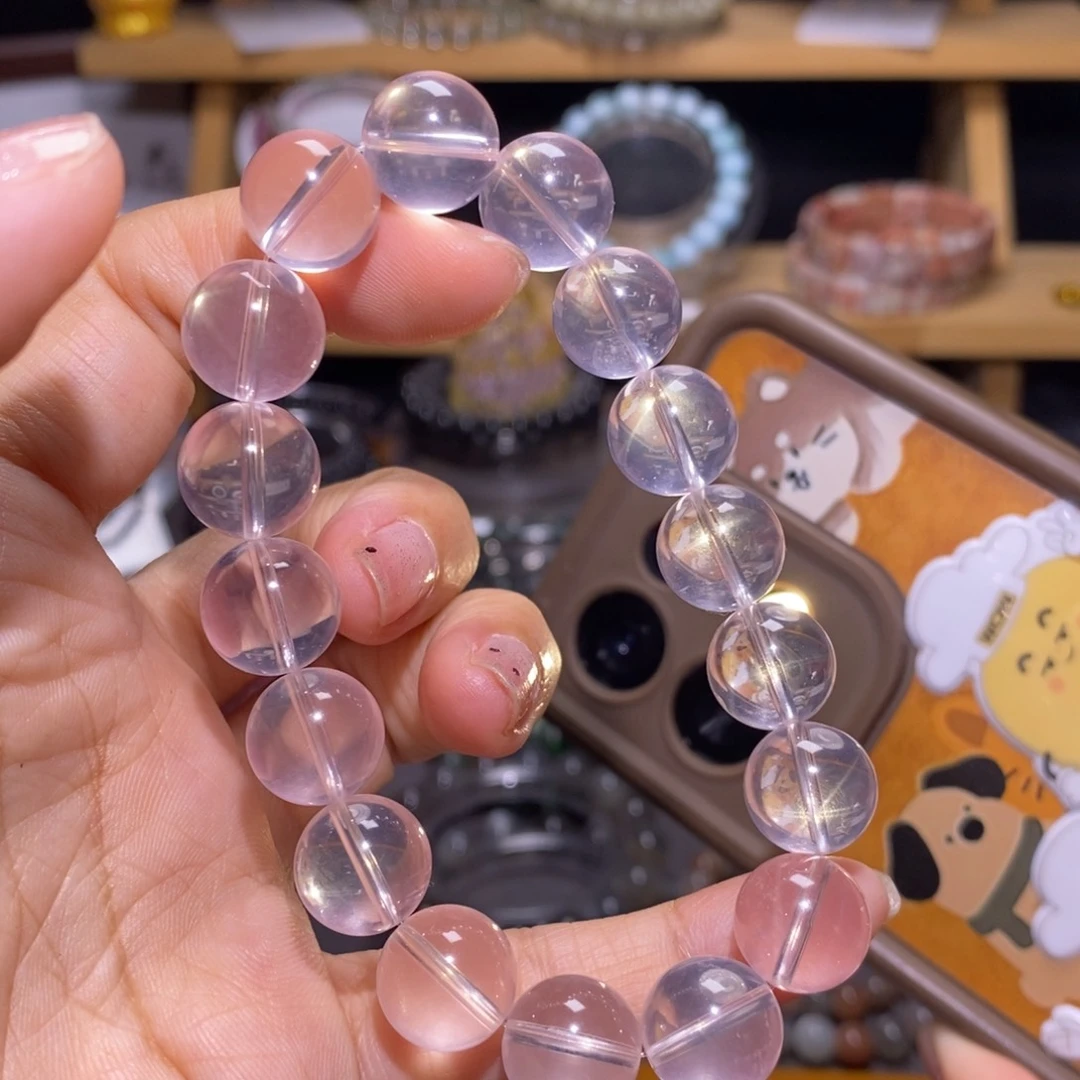 水晶手串未镶嵌六芒星粉水晶卡12