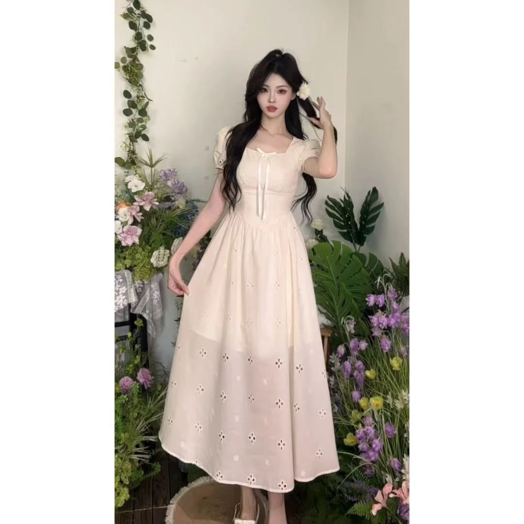 【怦然心动-长裙】温柔甜美纯欲网纱连衣裙夏季A字收腰LW020