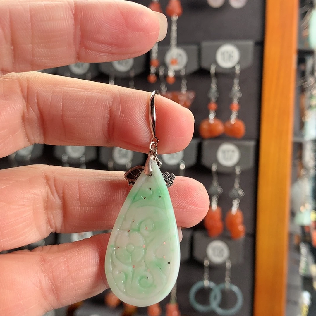 创***尚翡翠银S925镶嵌耳饰61