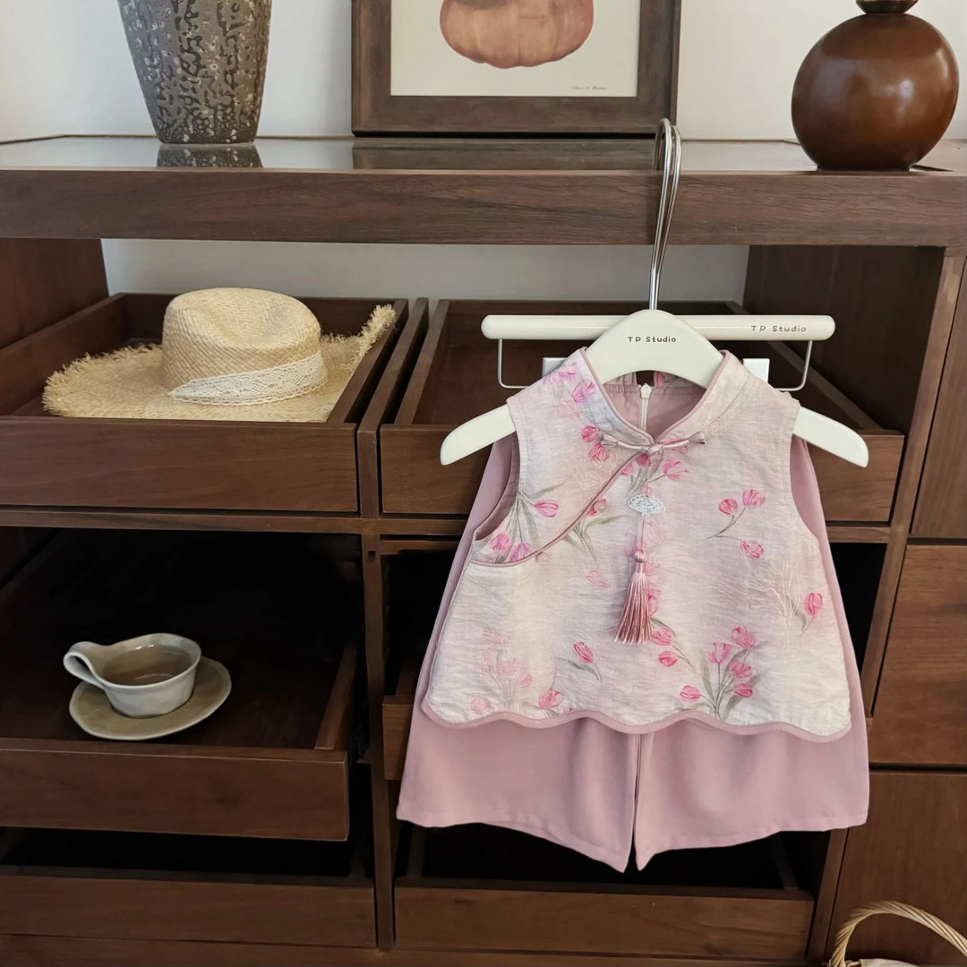 女小童国风套装夏季2025新款女宝宝盘口汉服夏装小女孩中式两件套