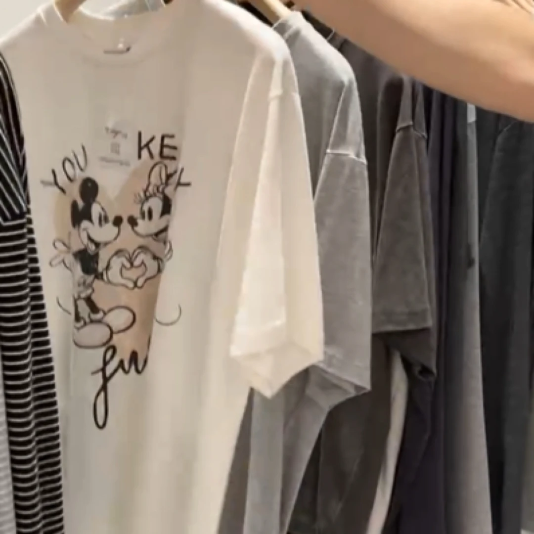 배추❤️泡菜国米奇米妮大心cp圆领短袖T恤夏季宽松