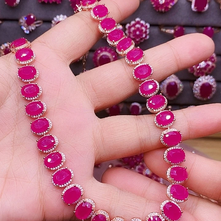 颈饰银S925镶嵌红宝石