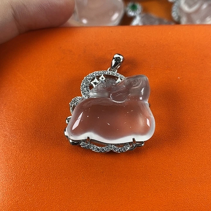 石英质玉银S925镀金镶嵌颈饰